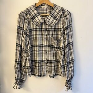 Anthropologie Pilcro Keira Long-Sleeve Plaid Blouse
